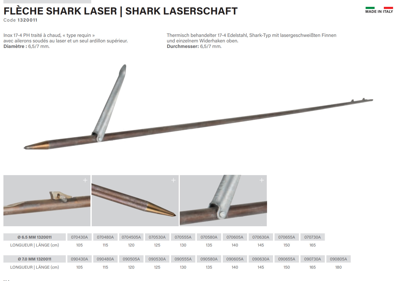 fleche pour fusil de chasse sous marine shark laser.prix 450 dh