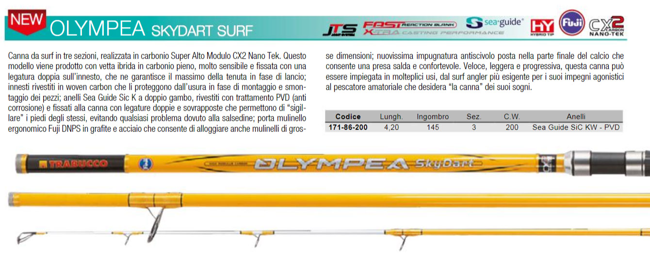 canne a peche surfcasting Trabucco Olympea Skydart 4.20 . prix 1480 dh