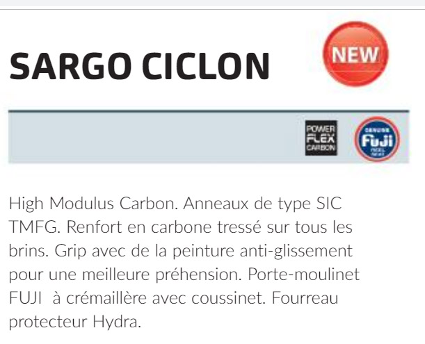 canne à pêche télescopique carbone H7dra Sargo Ciclon 6,50 m