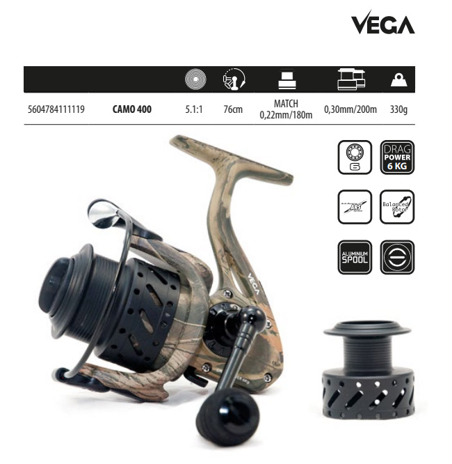 MOULINET SPINNING VEGA CAMO 400 prix 400 dh