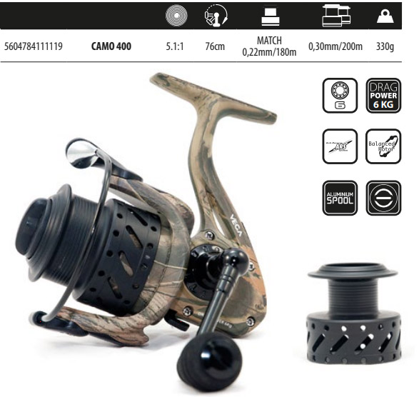 MOULINET SPINNING VEGA CAMO 400 prix 400 dh