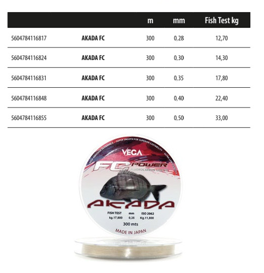 VEGA FC POWER AKADA FLUOROCARBON 300 m VEGA FC POWER AKADA FLUOROCARBON 300 m